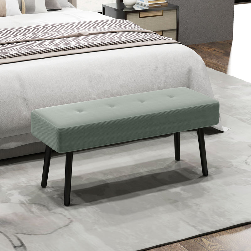 HOMCOM End of Bed Bench with Thick Padding and Steel Legs for Entryway