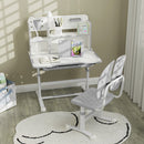 AIYAPLAY Kids Desk And Chair Set W/ Tiltable Desktop Reading Rack - Pink