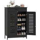 HOMCOM Modern Shoe Storage Cabinet with Louvered Doors and Drawer, Black