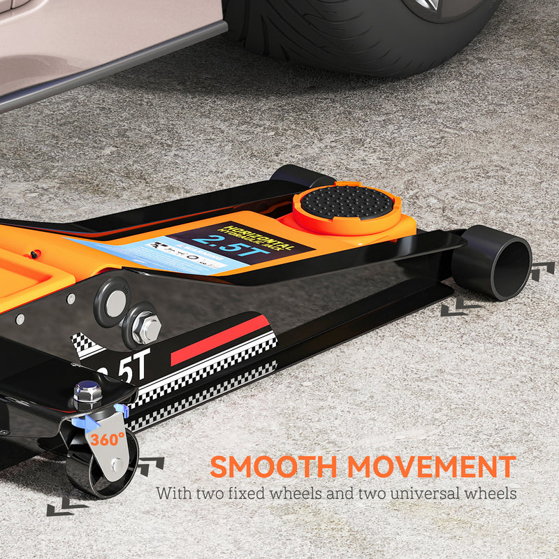HOMCOM 2.5 Ton Low Profile Floor Jack, 7.5-47 cm Hydraulic Car Trolley Jack