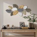 HOMCOM Modern Wall Art with Leaf Design, Metal Hanging Decoration