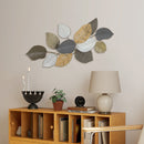 HOMCOM Modern Wall Art with Leaf Design, Metal Hanging Decoration