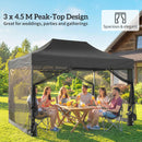 Outsunny 3 x 4.5 m Pop Up Gazebo with Mesh, Heavy Duty Party Tent Marquee