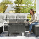 Outsunny 6 PCs Rattan Garden Furniture Sectional Corner Sofa, Dark Grey