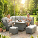 Outsunny 6 PCs Rattan Garden Furniture Sectional Corner Sofa, Dark Grey