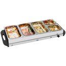 HOMCOM Electric Food Warmer 5 Tray, 9.2L Buffet Server with Lids, Silver Tone