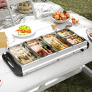 HOMCOM Electric Food Warmer 5 Tray, 9.2L Buffet Server with Lids, Silver Tone