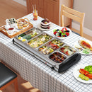 HOMCOM Electric Food Warmer 5 Tray, 9.2L Buffet Server with Lids, Silver Tone
