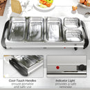 HOMCOM Electric Food Warmer 5 Tray, 9.2L Buffet Server with Lids, Silver Tone