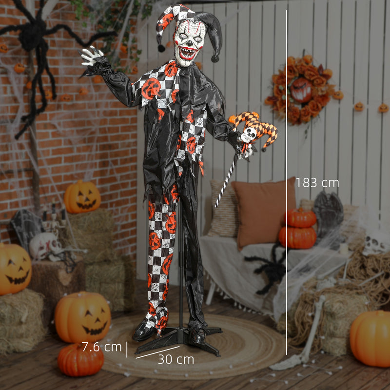 Outsunny Sound Activated Halloween Animatronics Clown with Red Light Up Eyes