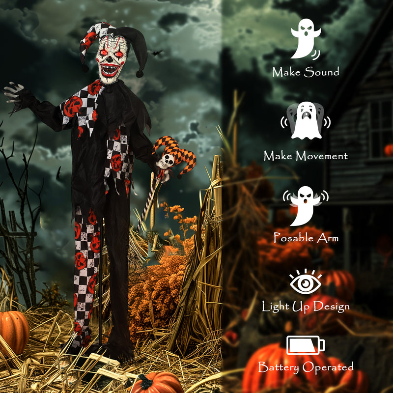 Outsunny Sound Activated Halloween Animatronics Clown with Red Light Up Eyes