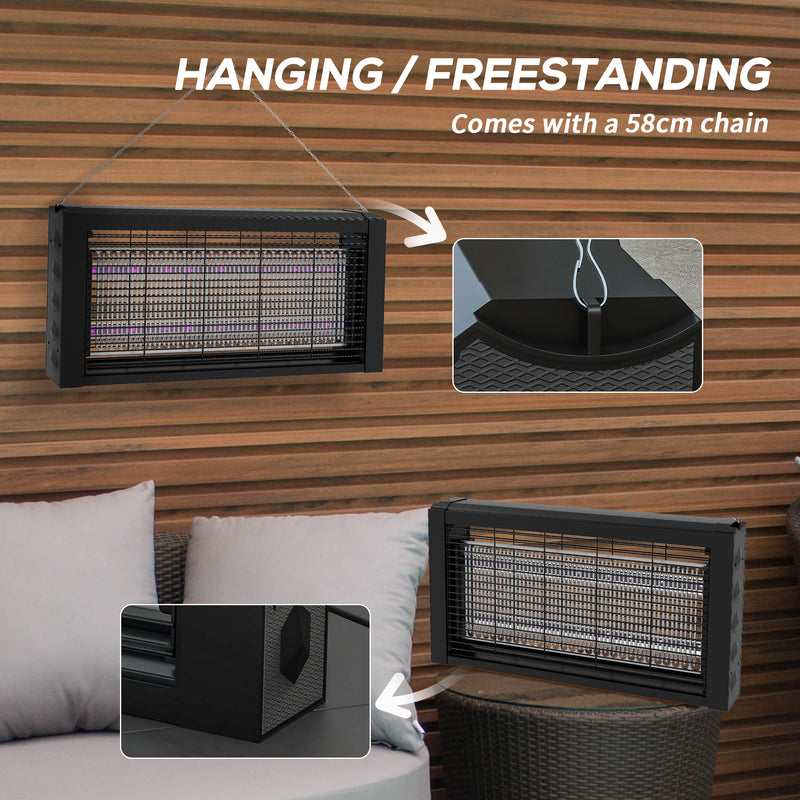 HOMCOM Fly Killer with Infrared Light, Hanging / Freestanding, Black