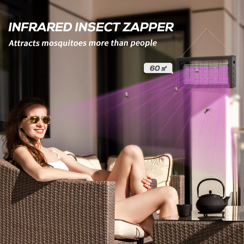 HOMCOM Fly Killer with Infrared Light, Hanging / Freestanding, Black