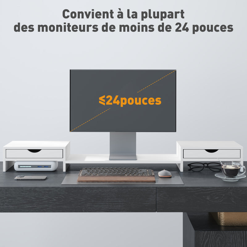 HOMCOM Dual Monitor Stand Riser with Adjustable Length and Angle