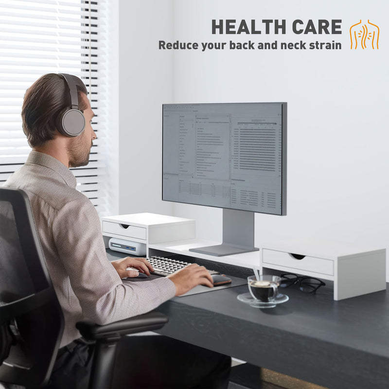 HOMCOM Dual Monitor Stand Riser with Adjustable Length and Angle