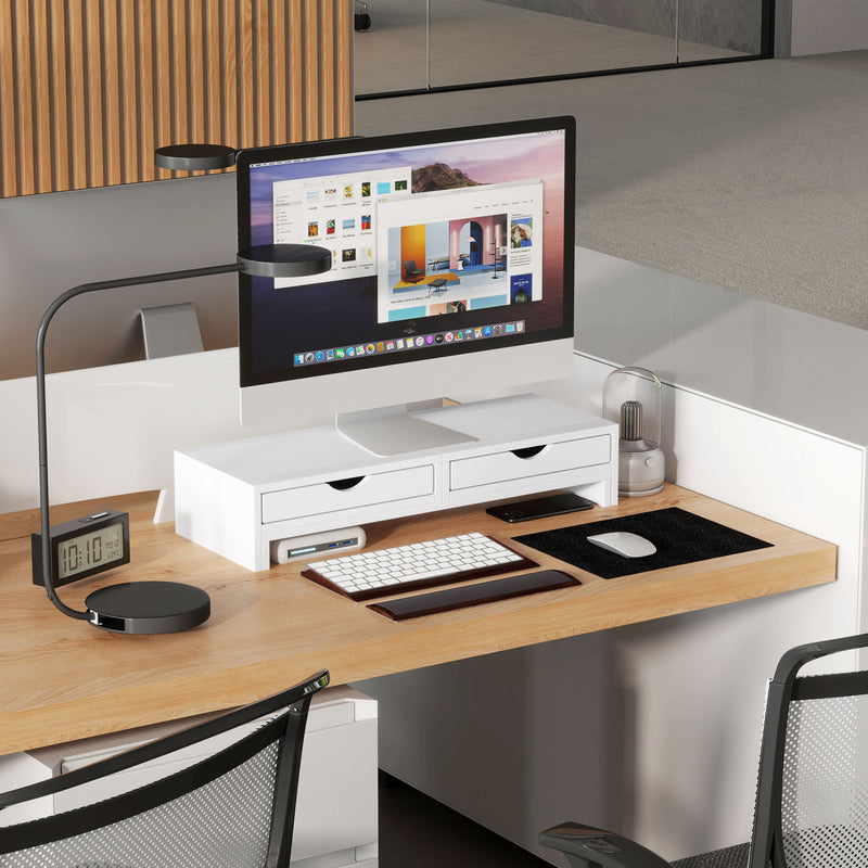 HOMCOM Dual Monitor Stand Riser with Adjustable Length and Angle