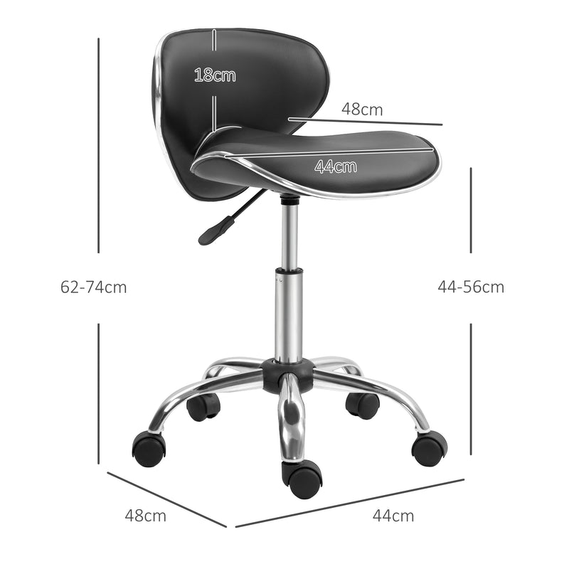 HOMCOM Office Chair Beauty Salon Rolling Technician Stool Chair - Black/Grey/Pink