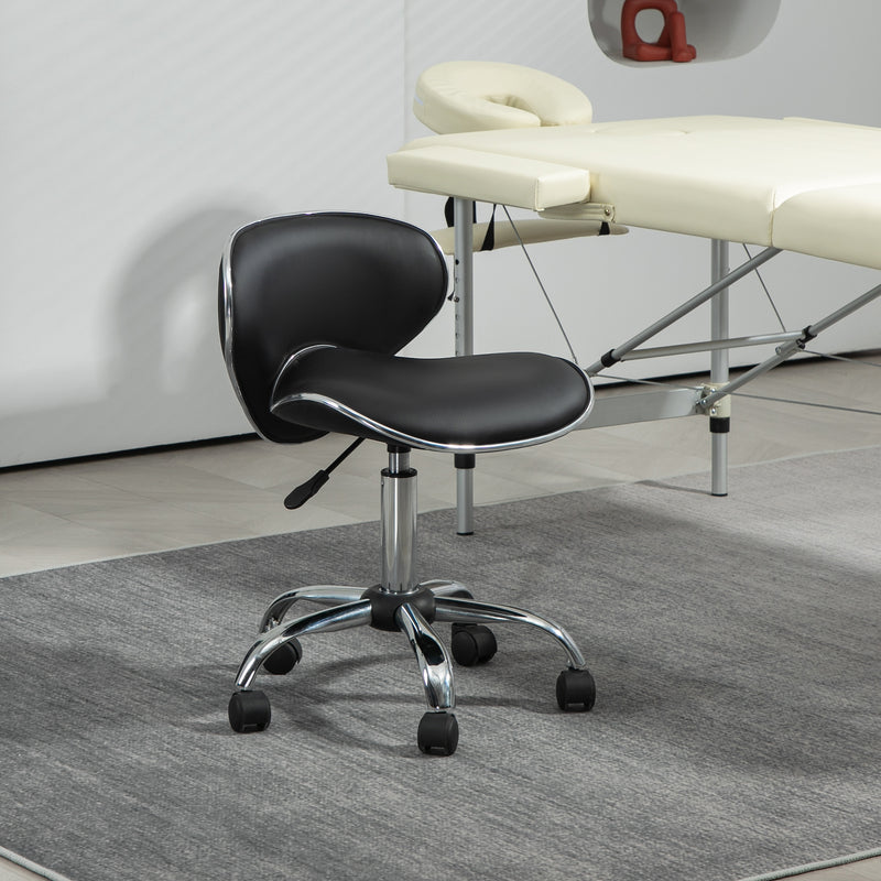 HOMCOM Office Chair Beauty Salon Rolling Technician Stool Chair - Black/Grey/Pink