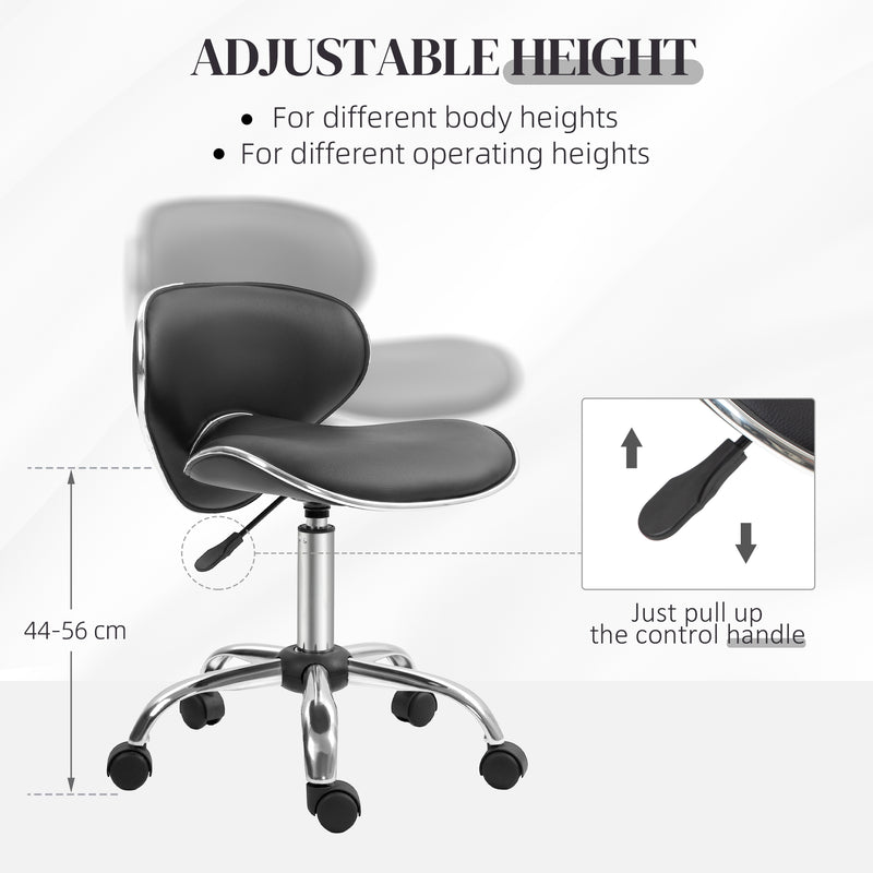 HOMCOM Office Chair Beauty Salon Rolling Technician Stool Chair - Black/Grey/Pink