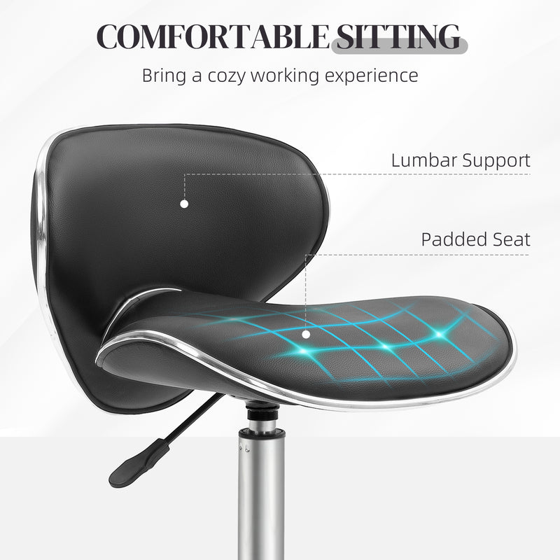 HOMCOM Office Chair Beauty Salon Rolling Technician Stool Chair - Black/Grey/Pink