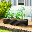 Outsunny Galvanised Raised Garden Bed Planter Box with Safety Edging, Black