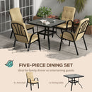 Outsunny Garden Dining Set, Glass Table w/ Umbrella Hole