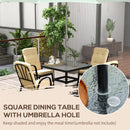 Outsunny Garden Dining Set, Glass Table w/ Umbrella Hole