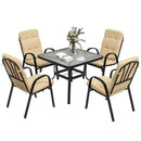 Outsunny Garden Dining Set, Glass Table w/ Umbrella Hole