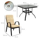 Outsunny Garden Dining Set, Glass Table w/ Umbrella Hole