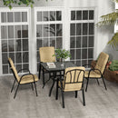 Outsunny Garden Dining Set, Glass Table w/ Umbrella Hole