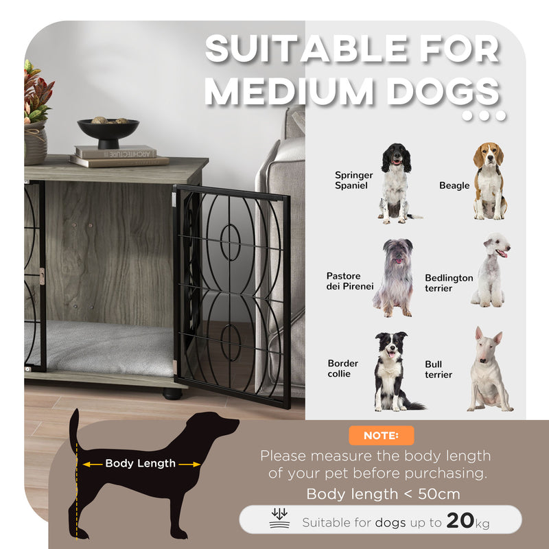 PawHut Dog Crate Furniture End Table w/ Cushion