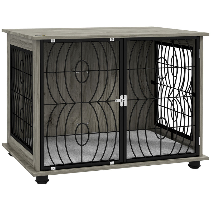 PawHut Dog Crate Furniture End Table w/ Cushion