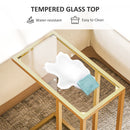 HOMCOM C-Shaped Side Table, End Table with Tempered Glass Tabletop, Gold