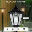 Outsunny Garden Lamp Post Light, IP44 Outdoor LED Solar Powered Lantern Lamp with Aluminium Frame for Patio, Pathway and Walkway, Black