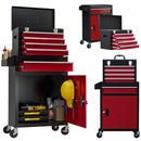 HOMCOM Tool Cabinet on Wheels with 5 Drawers Top Tool Chest Roller Cabinet Combo