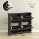 HOMCOM Narrow Shoe Cabinet with 4 Flip Drawers Adjustable Shelves