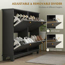 HOMCOM Narrow Shoe Cabinet with 4 Flip Drawers Adjustable Shelves