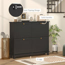 HOMCOM Narrow Shoe Cabinet with 4 Flip Drawers Adjustable Shelves