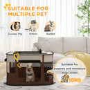 PawHut Portable Dog Pen For Puppies, Rabbits, Kittens, Guinea Pigs - Brown