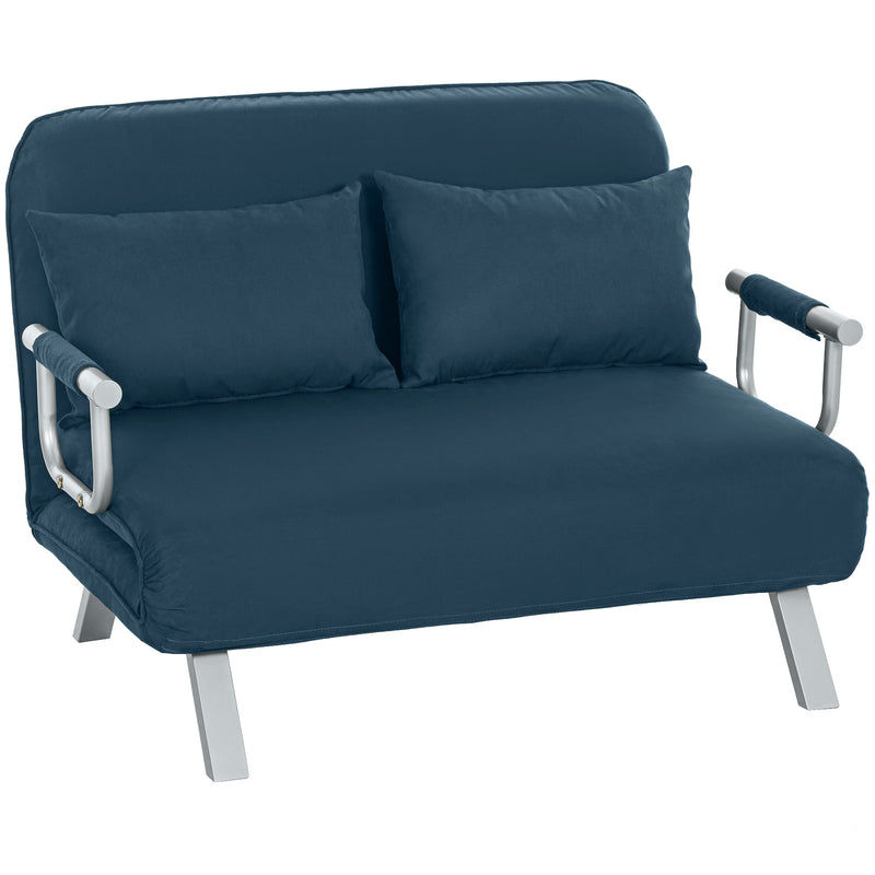 HOMCOM Fabric Convertible 2 Seater Sofa Bed W/ 2 Pillows