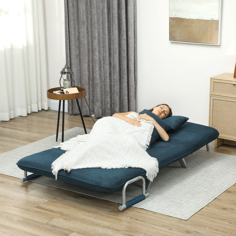 HOMCOM Fabric Convertible 2 Seater Sofa Bed W/ 2 Pillows