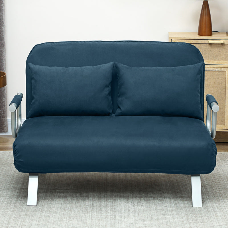 HOMCOM Fabric Convertible 2 Seater Sofa Bed W/ 2 Pillows