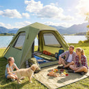 Outsunny Pop Up Tent Waterproof Camping Tents 3-4 People Green