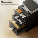 HOMCOM 3 Drawer File Cabinet Rolling Filing Cabinet For A4 And Letter Black