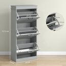 HOMCOM Slim Shoe Storage Cabinet with 3 Flip Drawers for Entryway, Grey