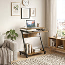 HOMCOM Movable Computer Desk with 4 Moving Wheels Rustic Brown