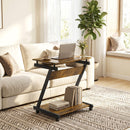 HOMCOM Movable Computer Desk with 4 Moving Wheels Rustic Brown