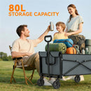Outsunny 81L Festival Trolley On Wheels, Garden Folding Trolley Cart, Grey