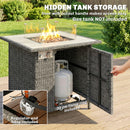 Outsunny Rattan Gas Fire Pit Table with Rain Cover, Wind Guard, 14.5 KW