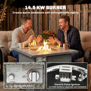 Outsunny Rattan Gas Fire Pit Table with Rain Cover, Wind Guard, 14.5 KW